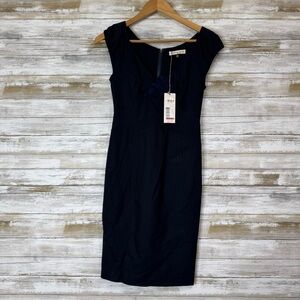 NWT Rebecca Taylor Navy My Way Blue Wool Blend Sheath Dress Women’s size 0